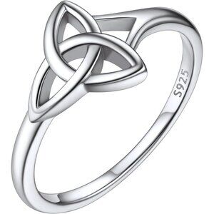 🆕 Women Silver Triquetra Celtic Knot Promise Ring Sterling Passed Strict Skin